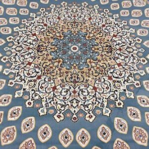 Unique Loom Narenj Collection Classic Traditional Textured Medallion Pattern Design Area Rug, 10' Round, Blue/Burgundy