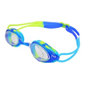 TYR Junior Blackhawk Racing Googles, Clear/Blue/Green, One Size