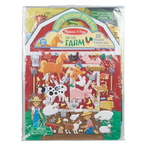 Melissa & Doug Puffy Sticker Activity Books Set - Farm, Safari, and Chipmunk - FSC Certified