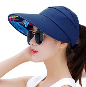 hindawi sun hat sun hats for women wide brim packable uv protection visor floppy womens beach summer cap navy