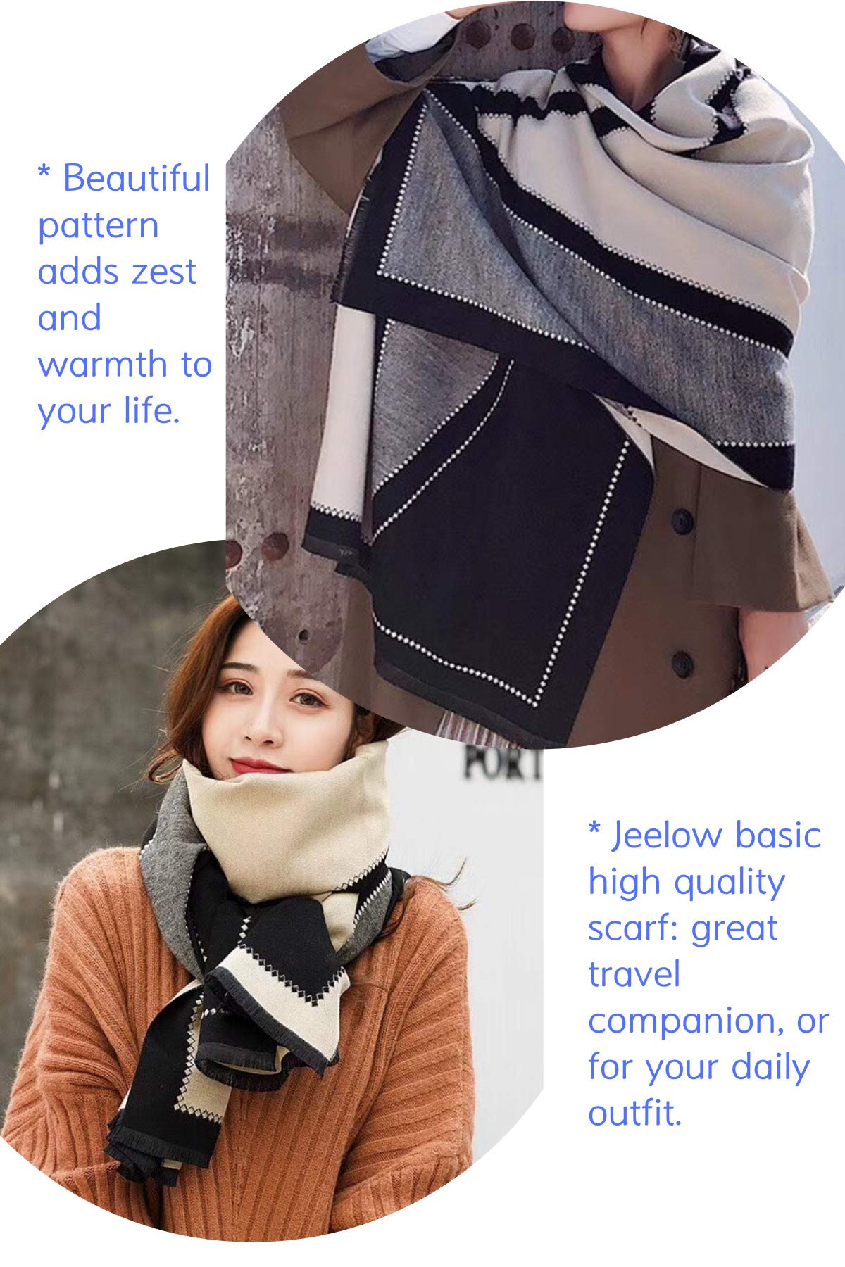 Jeelow Winter Scarf Scarfs For Women, Cashmere Like Blanket Scarf Pashmina Shawls And Wraps Scarves (Abstract)