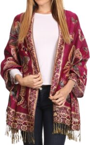 sakkas 16126 - liua long wide woven patterned design multi colored pashmina shawl/scarf - fuchsia - os