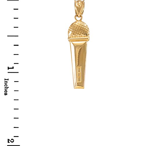 10k Yellow Gold Singer Microphone Music Charm Pendant