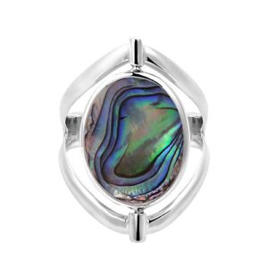 AeraVida Vintage Two in One Flip Abalone Shell and Mother of Pearl Oval .925 Sterling Silver Ring | Statement Fashion | Classic Jewelry Gift All Occasions |Size 8