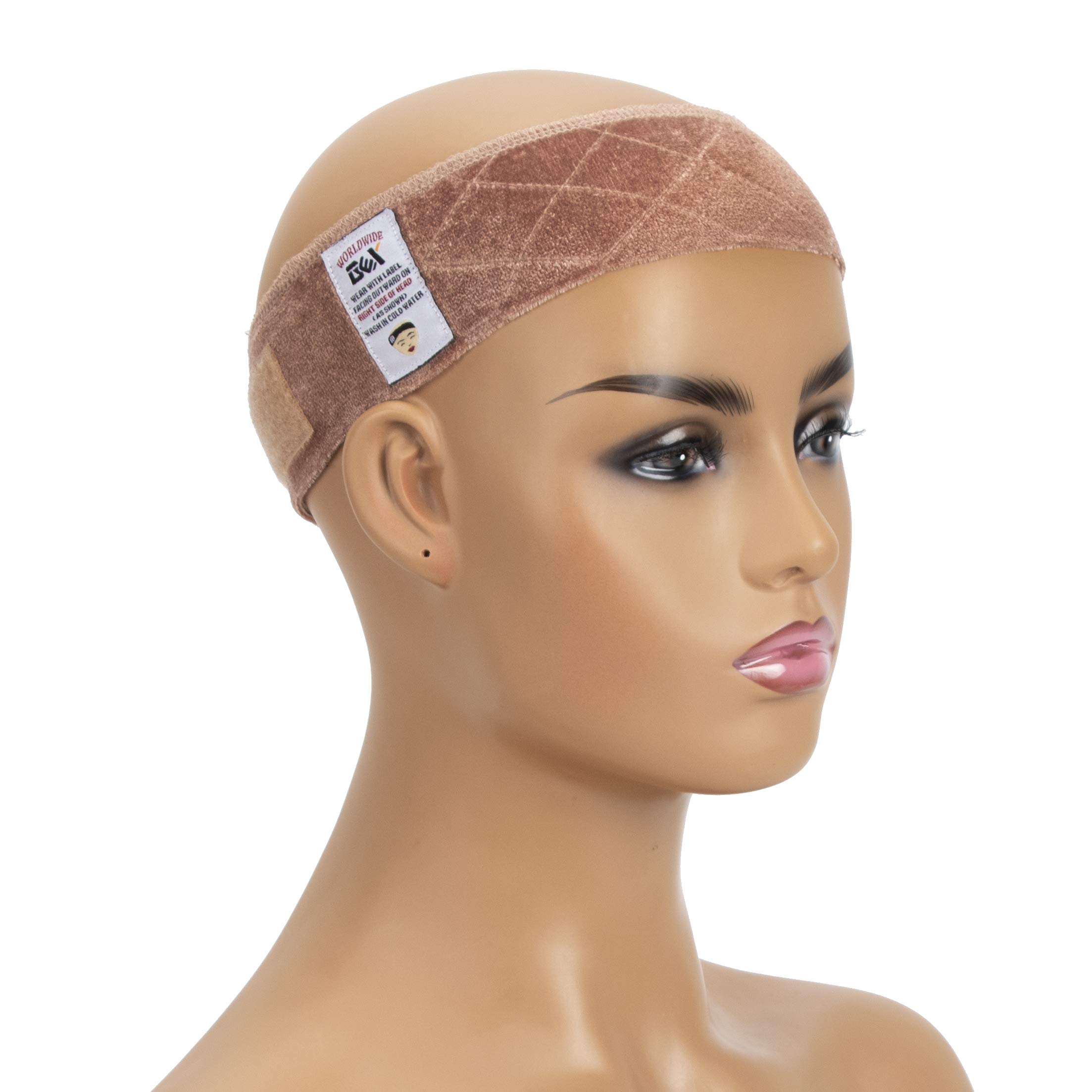 GEX Wig Grip Band Adjustable Velvet Non-Slip Breathable Head Band to Keep Wig Secured and Prevent Headaches (Tan)