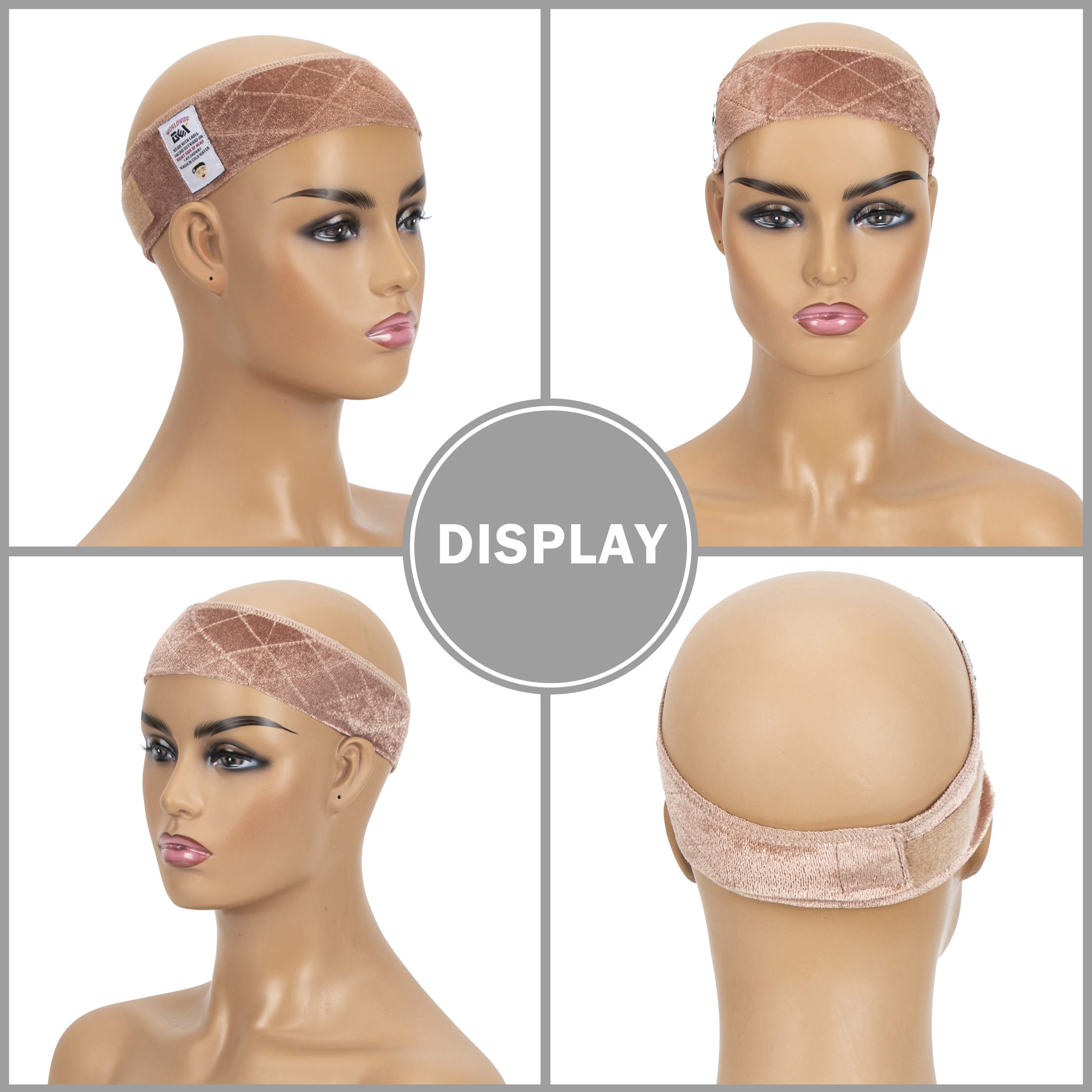 GEX Wig Grip Band Adjustable Velvet Non-Slip Breathable Head Band to Keep Wig Secured and Prevent Headaches (Tan)