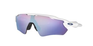 oakley men's oo9208 radar ev path rectangular sunglasses, polished white/prizm snow sapphire iridium, 38 mm