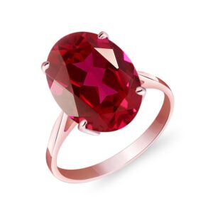 Galaxy Gold GG 14k Solid Rose Gold Ring 7.5 ct Oval-Shaped Ruby - Size 7