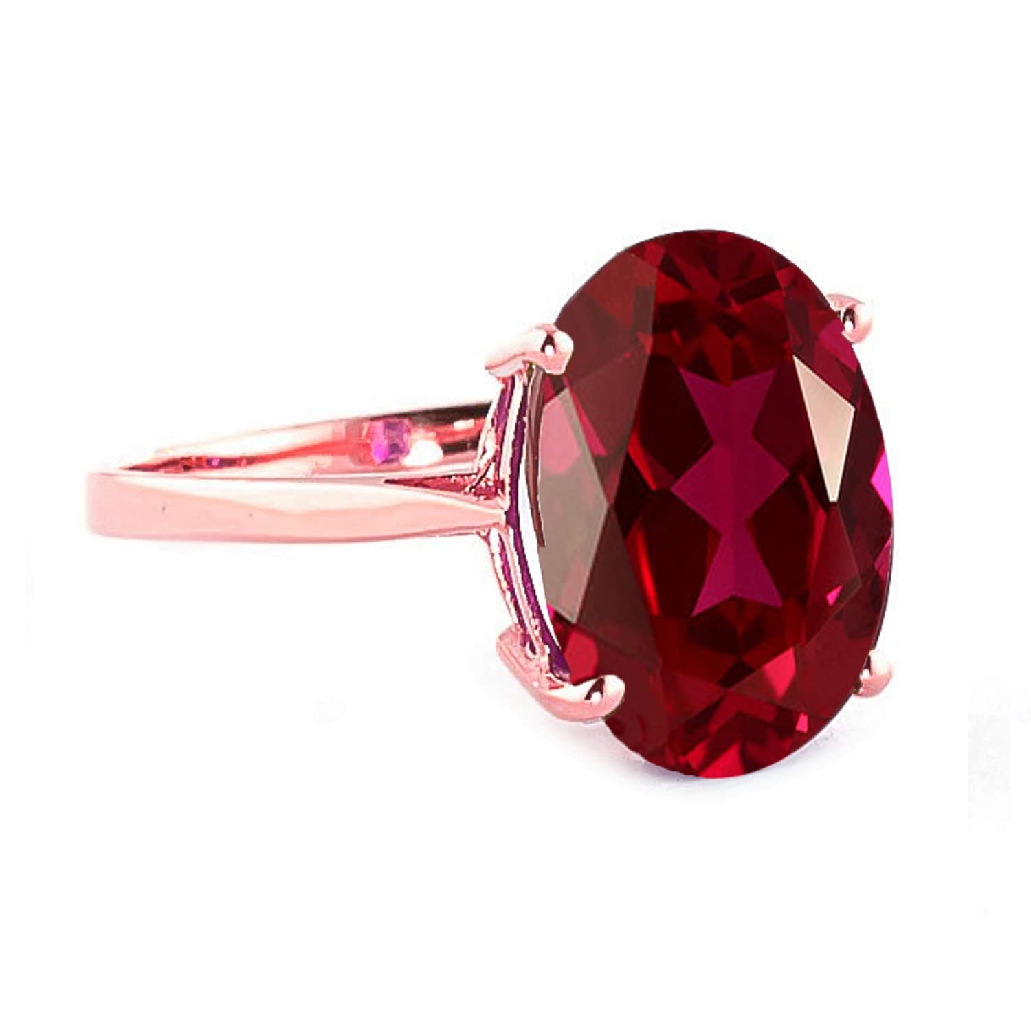 Galaxy Gold GG 14k Solid Rose Gold Ring 7.5 ct Oval-Shaped Ruby - Size 7