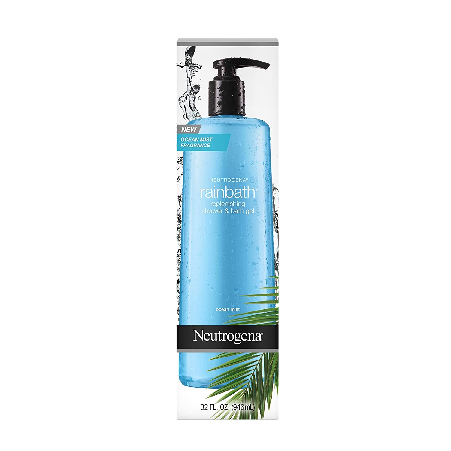 Neutrogena Rainbath Replenishing and Cleansing Shower and Bath Gel, Moisturizing Body Wash and Shaving Gel with Clean Rinsing Lather, Ocean Mist Scent, 32 fl. oz (Pack of 2)