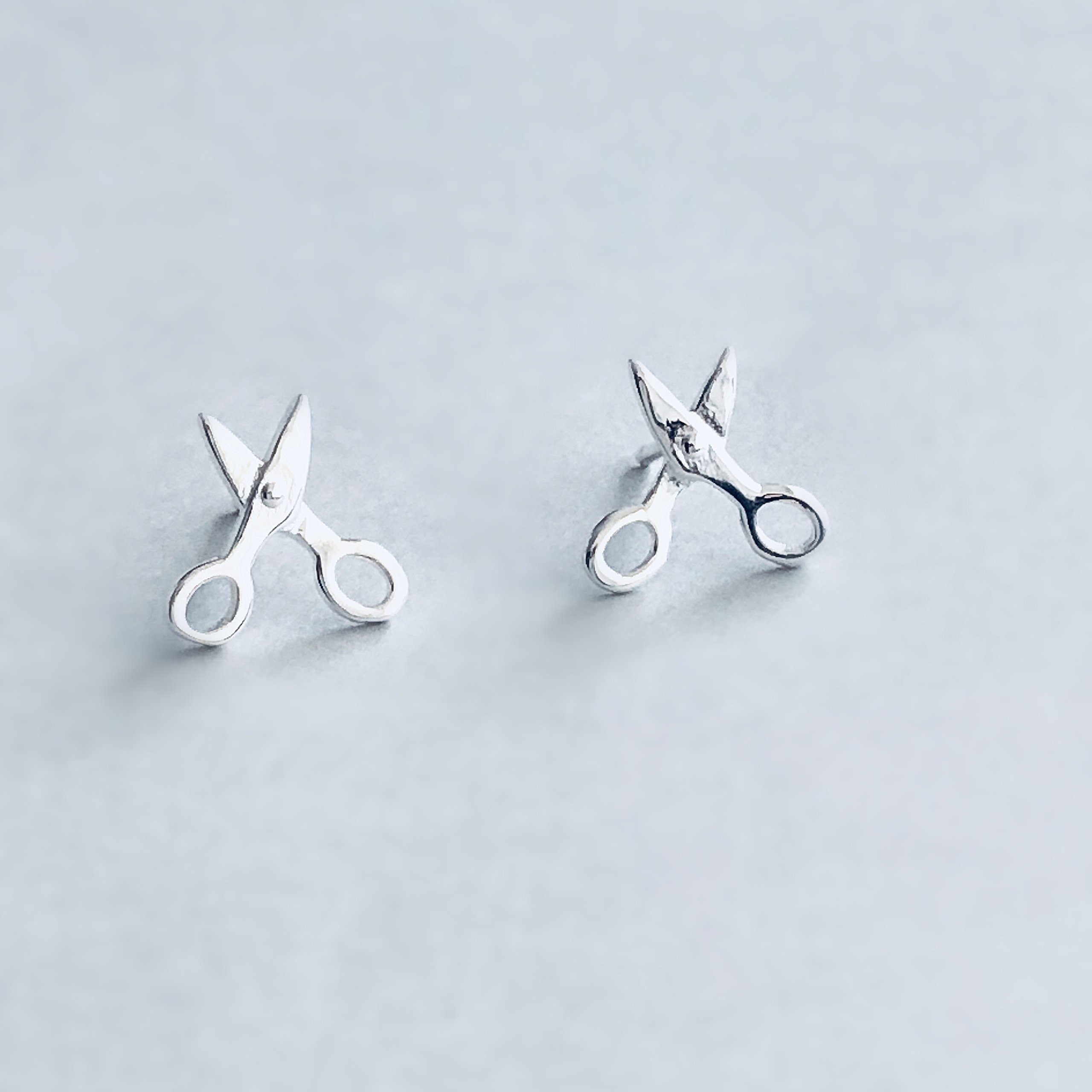 Helen de Lete Lovely Scissors Sterling Silver Stud Earrings