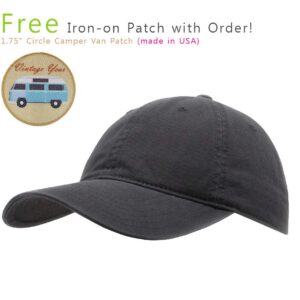 Classic Washed Cotton Twill Low Profile Adjustable Baseball Cap (Charcoal Gray B)