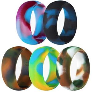 Jude Jewelers 5 Pack Size 5-15 Rubber Silicone Rings Flexible Corssift Outdoor Wedding Engagement Gym Cocktail Hypoallergenic (5)