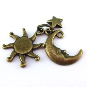 yueton 20pcs Vintage Bronze Sun Moon Star Pendant Findings, DIY Crafts Jewelry Making Charms Accessory