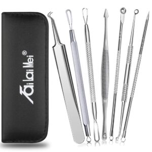 7-piece blackhead remover kit - pimple comedone extractor tool set for facial acne and treatment for blemish, whitehead popping, zit removing for risk free nose face skin with metal case