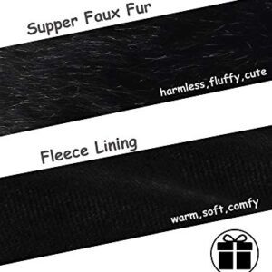 Faux Fur Headband with Elastic for Women's Winter Earwarmer Earmuff(One Size,Black)