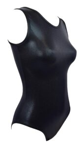 sookie active metallic sheen classic tank leotard (deep black, ladies - small)