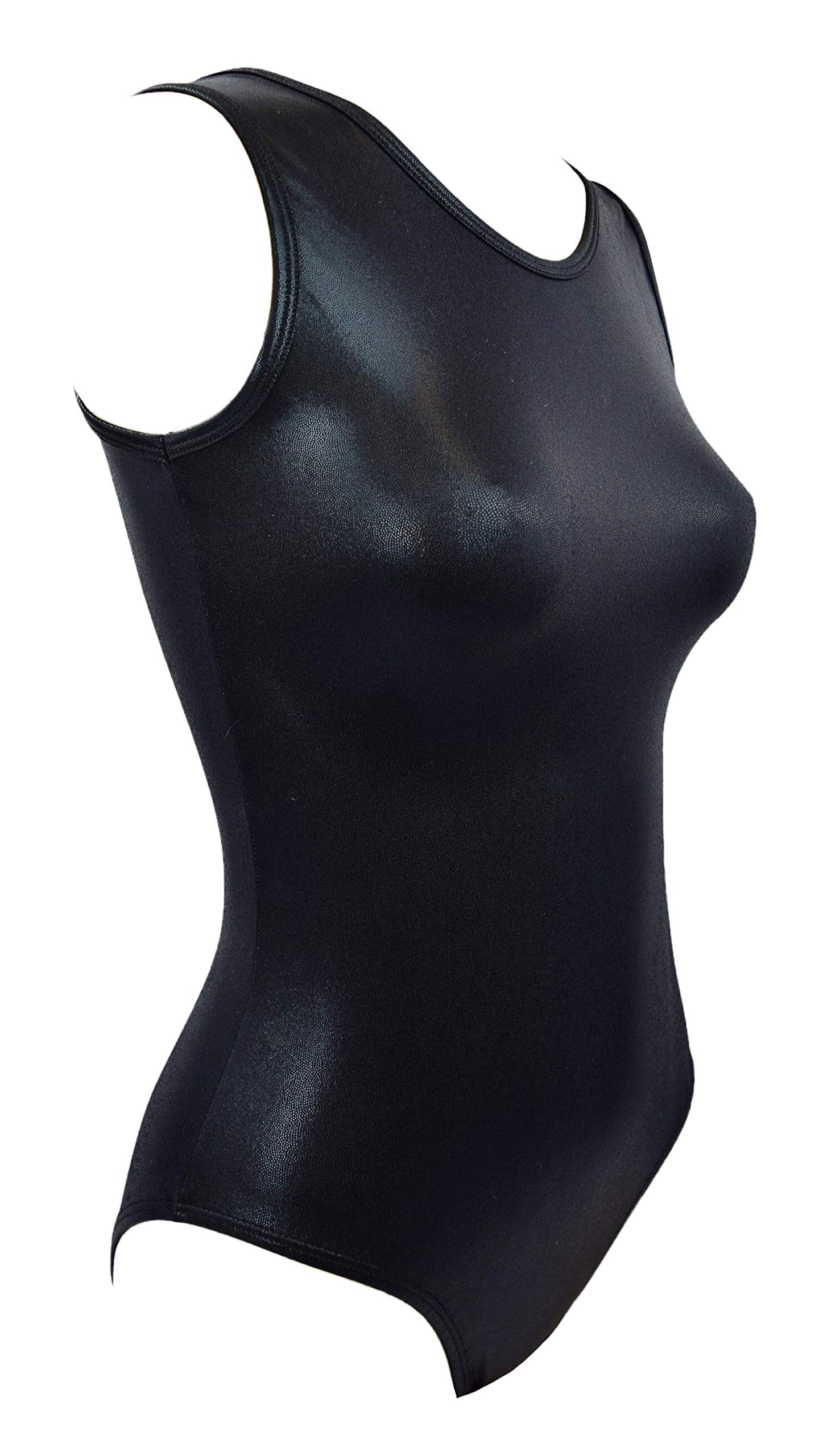 Sookie Active Metallic Sheen Classic Tank Leotard (Deep Black, Ladies - Small)