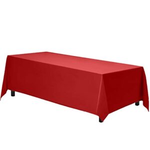 Gee Di Moda Rectangle Tablecloth - 90 x 132 Inch Red Table Cloth for 6 Foot Table with Floor-Length Drop - Heavy Duty Washable Fabric - 6 Ft Buffet Table, Holiday Party, Wedding & Baby Shower