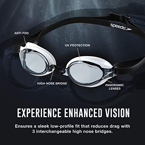 Speedo Unisex-Adult Swim Goggles Speed Socket 2.0 , Black/Silver Mirrored