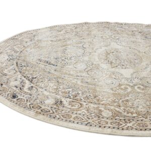 Unique Loom Chateau Collection Area Rug, 4' x 4' Round, Beige