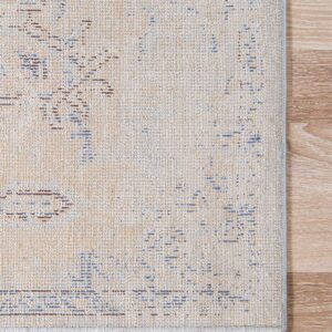 Unique Loom Augustus Collection Rustic Traditional, Bohemian Area Rug, 2' 7" x 12' 2", Tan/Blue