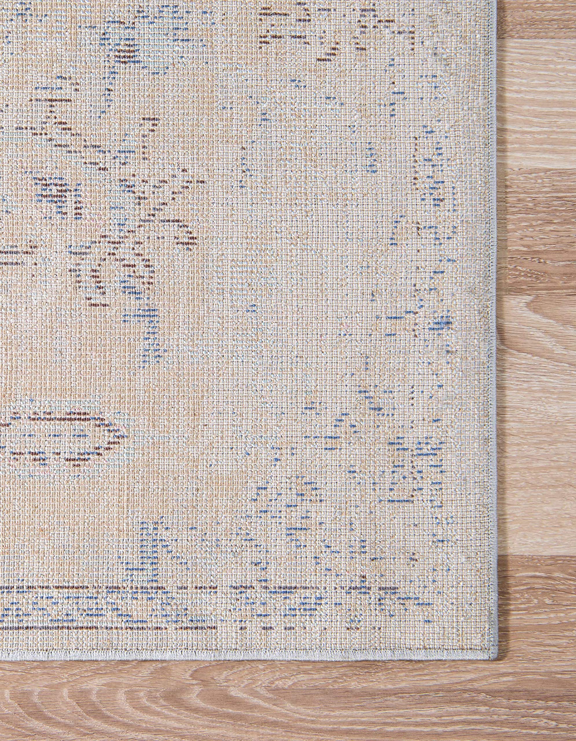 Unique Loom Augustus Collection Rustic Traditional, Bohemian Area Rug, 2' 7" x 12' 2", Tan/Blue