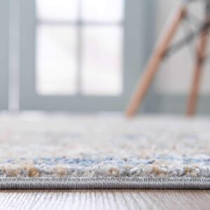 Unique Loom Augustus Collection Rustic Traditional, Bohemian Area Rug, 2' 7" x 12' 2", Tan/Blue