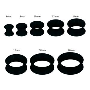 Oyaface 2 PC Black Soft Silicone Flexible Ear Skin Tunnels Plugs Expanders Gauges Hollow Body Piercing (Black 3/4‘’(20mm))