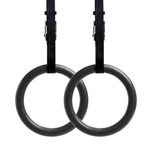 reehut gymnastic rings w/adjustable straps, metal buckles & manual - home gym (set of 2) - non-slip - great for workout, strength training, fitness, pull ups and dips, ebook included