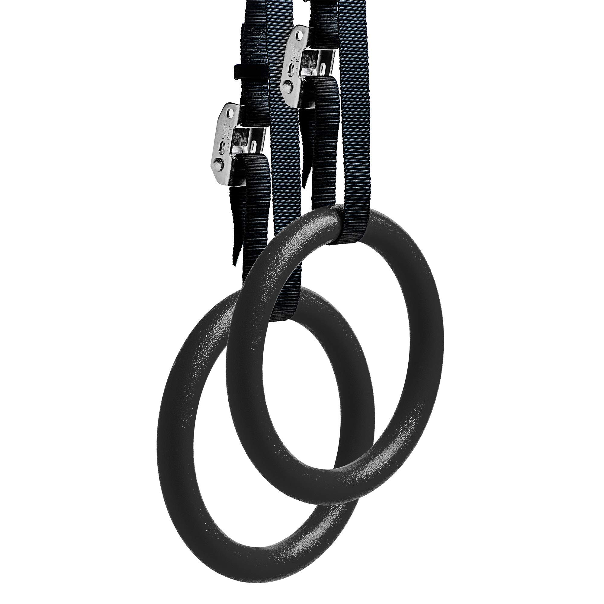 Reehut Gymnastic Rings W/Adjustable Straps, Metal Buckles & Manual - Home Gym (Set of 2) - Non-Slip - Great For Workout, Strength Training, Fitness, Pull Ups and Dips, Ebook included