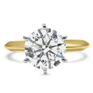 solid 14k yellow gold swarovski cz cubic zirconia engagement ring 6 prong 2 carat round (6.0)