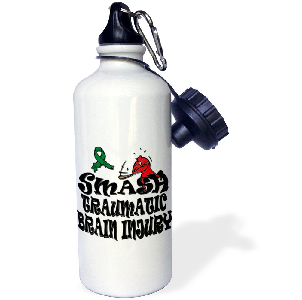 3dRose Smash Traumatic Brain Injury-Sports Water Bottle, 21oz , 21 oz, Multicolor