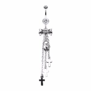 bow-tie skull cross wildklass belly button ring