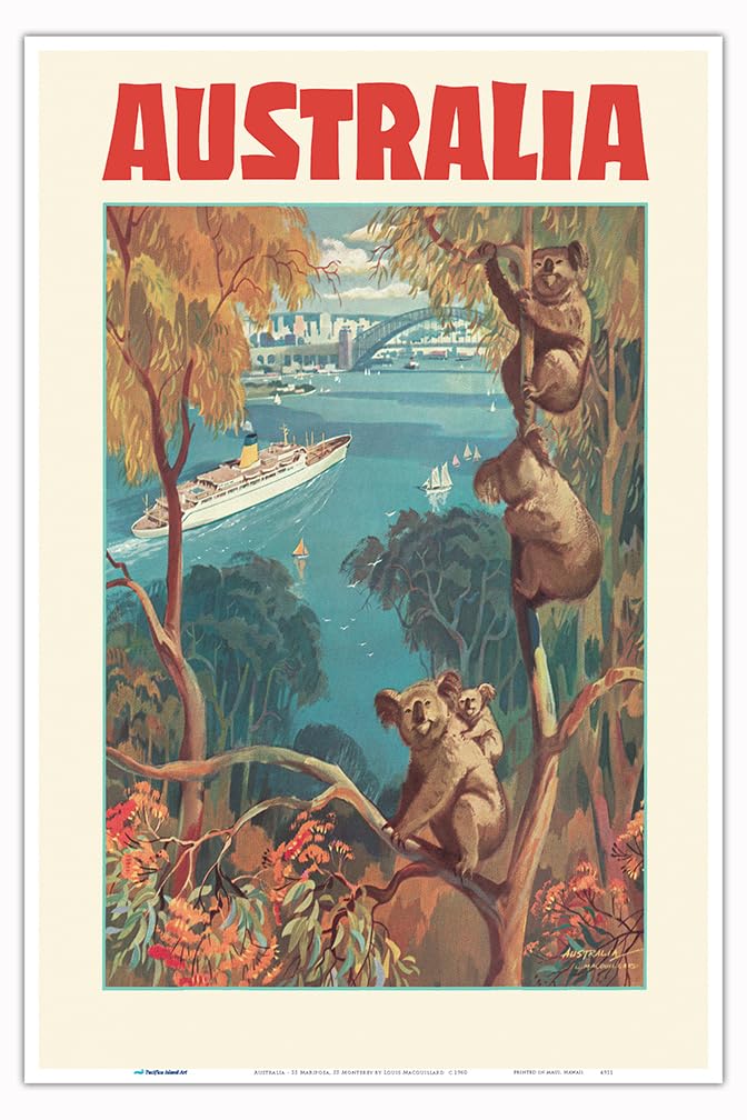 Australia - SS Mariposa SS Monterey - Vintage Ocean Liner Travel Poster by Louis Macouillard c.1960 - Master Art Print (Unframed) 12in x 18in