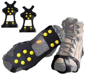 limm ice snow traction cleats - large lightweight crampon cleats for walking on snow & ice - portable anti slip grippers fasten quickly & easily over shoes, boots and other footwear