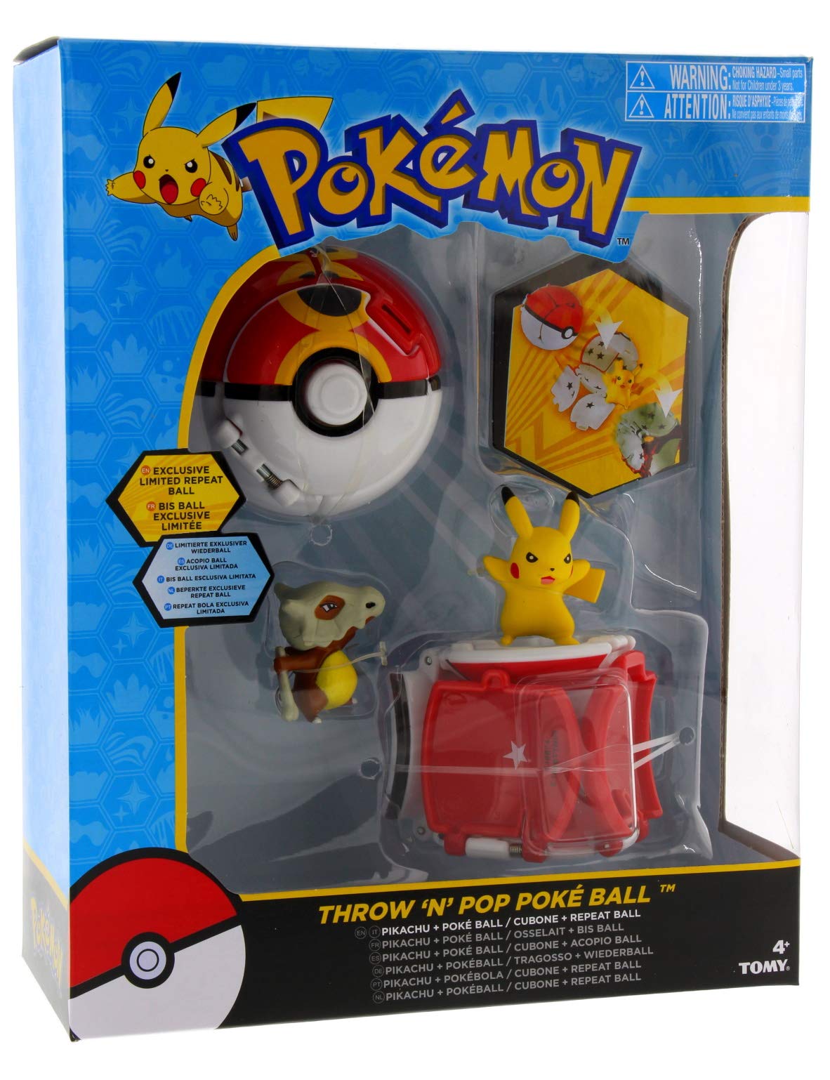 Tomy Pokemon Throw 'N' Pop Duel Pikachu Pokeball & Cubone Repeat Ball Figure Set