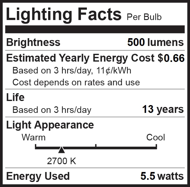 Bioluz LED 92 CRI E12 LED Candelabra Bulbs 60 Watt (5.5W) Warm White 2700K Clear LED Filamament Candle Bulb Dimmable UL Listed Title 20 6-Pack