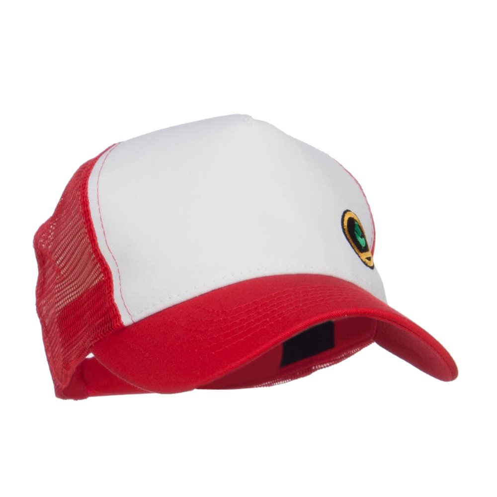 Trainer Red Poke Monster Embroidered Mesh Cap - White Red OSFM