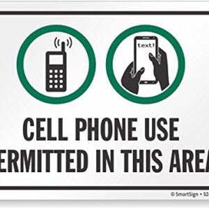 SmartSign "Cell Phone Use Permitted in This Area" Sign | 10" x 14" Plastic