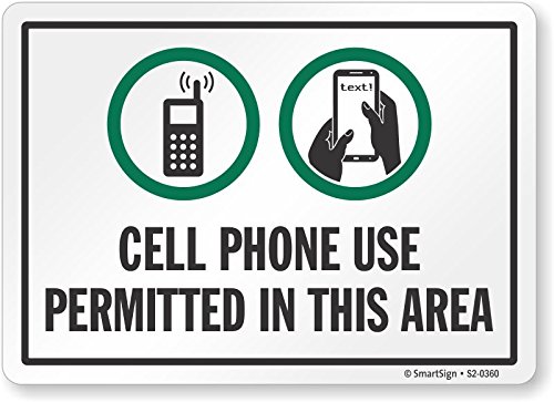 SmartSign "Cell Phone Use Permitted in This Area" Sign | 10" x 14" Plastic