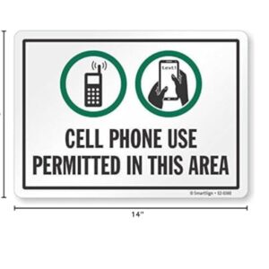 SmartSign "Cell Phone Use Permitted in This Area" Sign | 10" x 14" Plastic