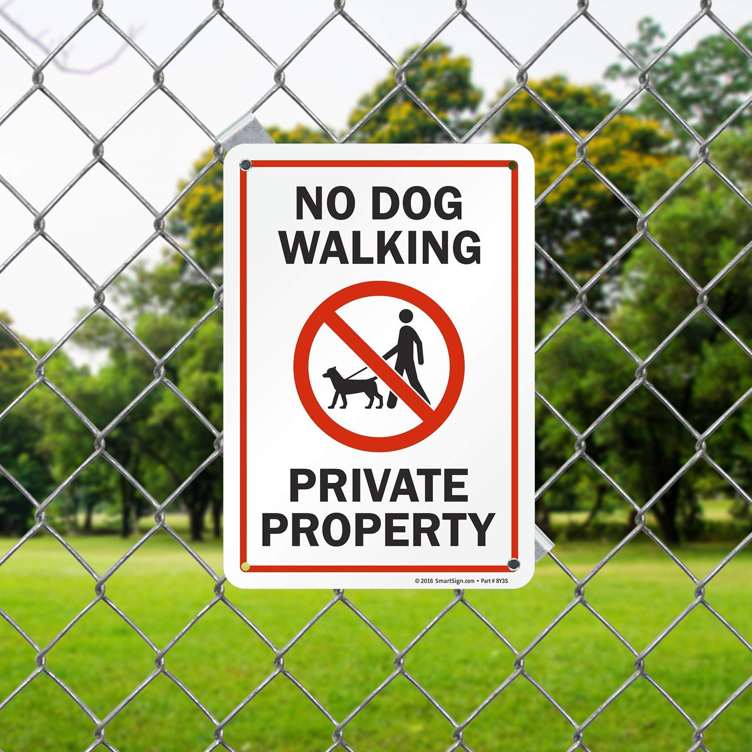 SmartSign S2-0417-PL-10 "No Dog Walking - Private Property" Sign | 7" x 10" Plastic