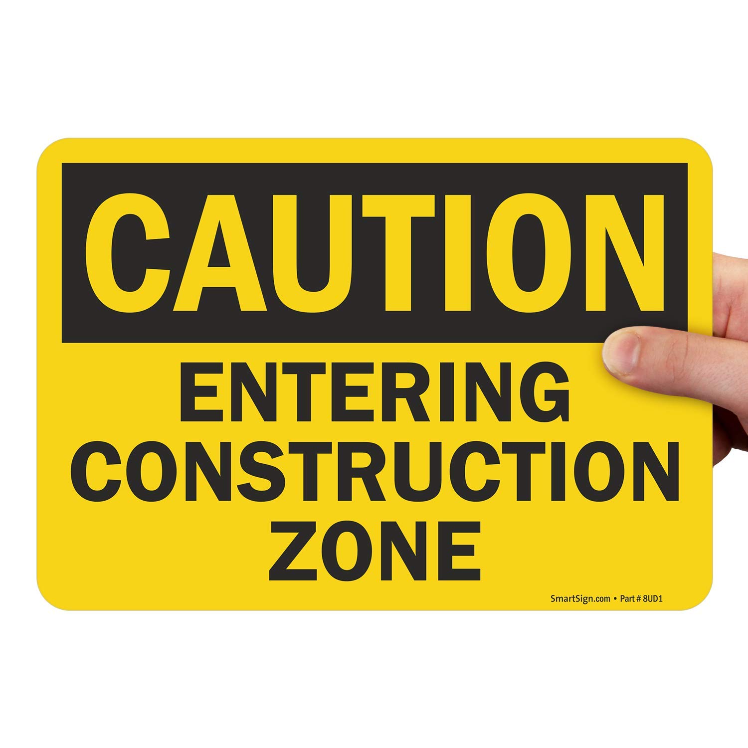 SmartSign “Caution - Entering Construction Zone” Label | 7" x 10" Laminated Vinyl