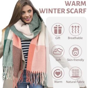 YSense Women's Long Plaid Blanket Scarf Chunky Oversized Winter Fall Warm Scarf Big Tartan Scarves Wrap Shawl Ladies Gifts