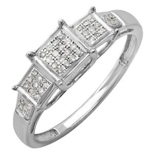 dazzlingrock collection 0.13 carat (ctw) sterling silver round white diamond ladies micro pave engagement ring, size 7