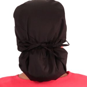 Sparkling EARTH Solid Black Big Hair Ponytail Classic Surgical Style Scrub Working Cap - Made in The USA!!!