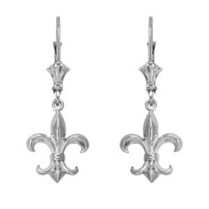 fleur-de-lis dangle earrings 925 sterling silver