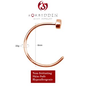 Forbidden Body Jewelry Nose Ring Hoop, 22G (8mm), Surgical Steel, Rose Gold Tone