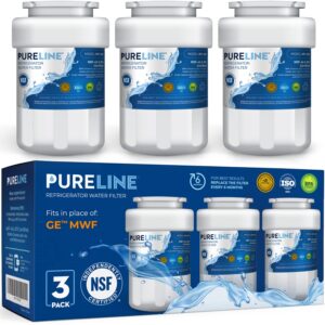 Pureline MWF Refrigerator Water Filter, Replacement for MWF Water Filter, Smartwater MWFP, Kenmore 46-9991, Models MWFP, MWFINT, GWF, GWFA, Refrigerator Water Filter. NSF Certificate